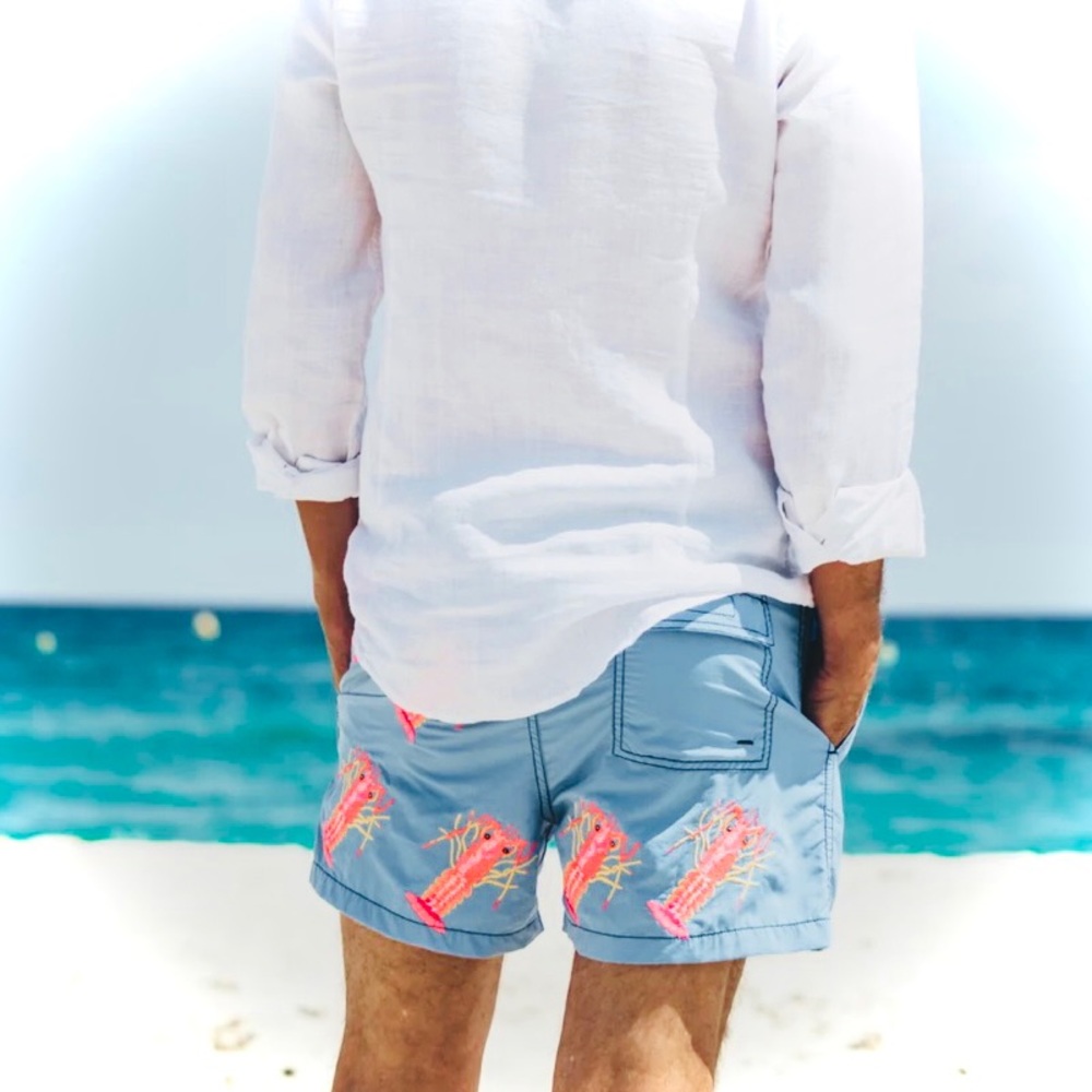 LES CANEBIERS | XS/S | All Over Lobster Light Blue Men’s Swimtrunks Boardshorts